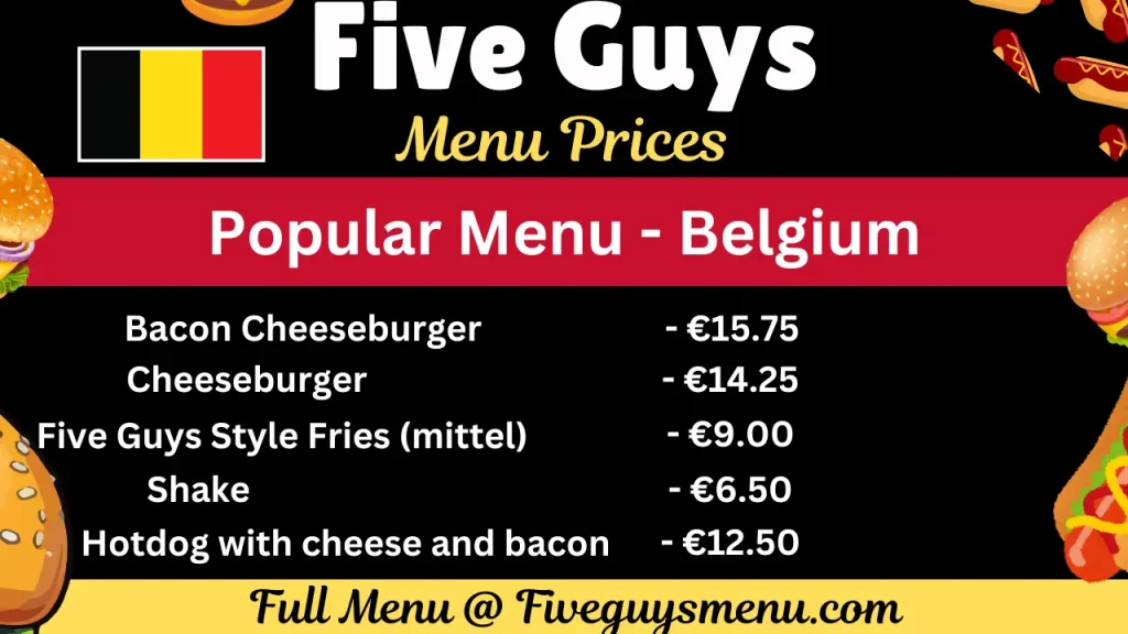 Five Guys België-menu met prijzen