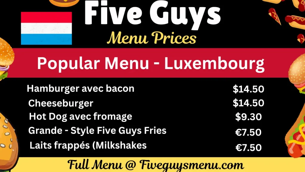 Five Guys Luxembourg Menu Prices