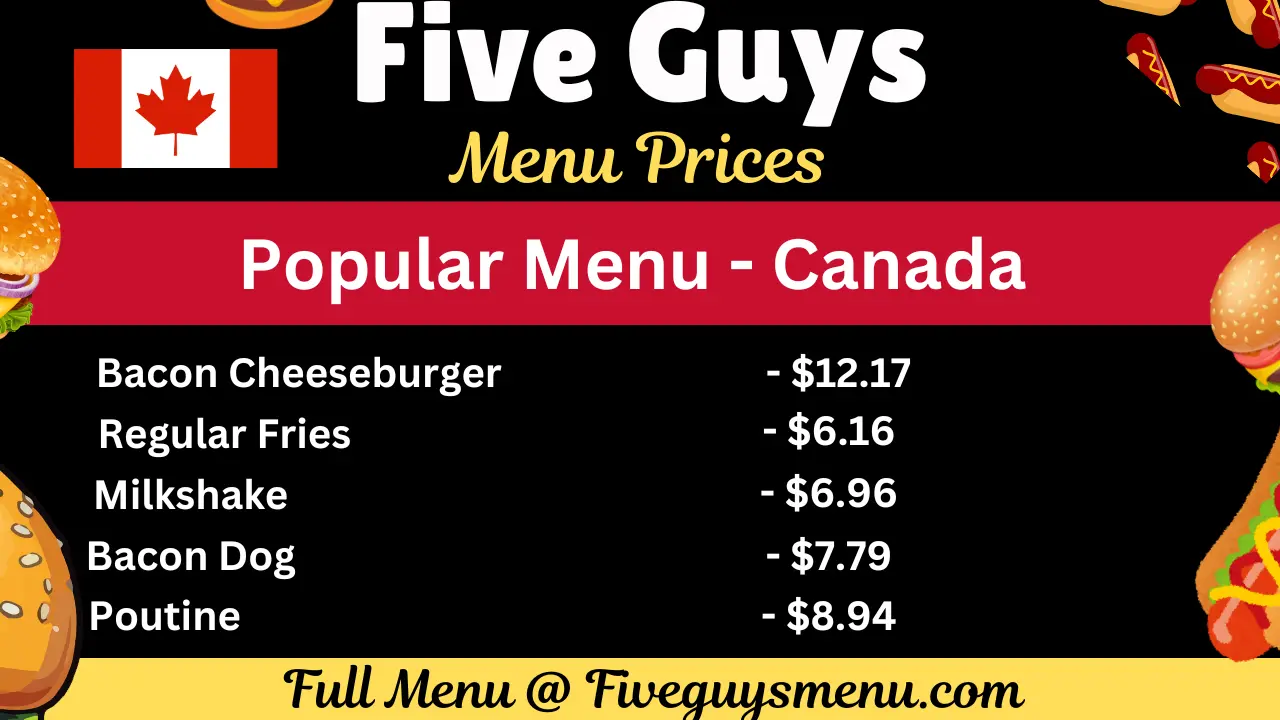 Five Guys Menu Canada With Prices