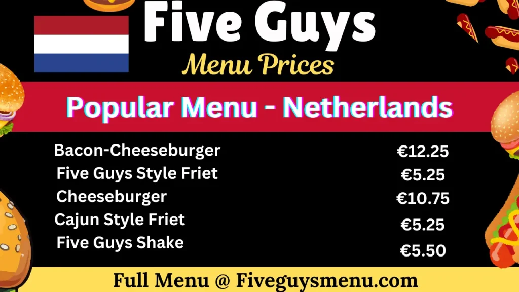 Five Guys Menu Prices (Netherlands)