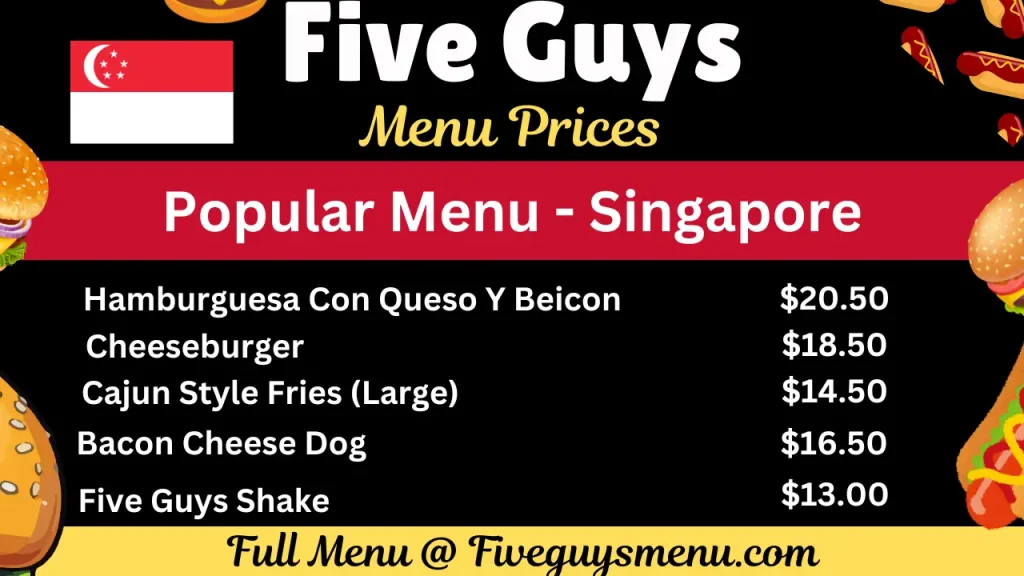 Five Guys Menu Prices (Singapore)