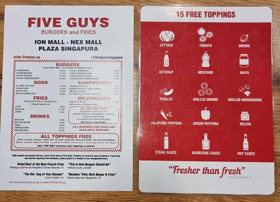 Five Guys Menu Prices (Singapore)