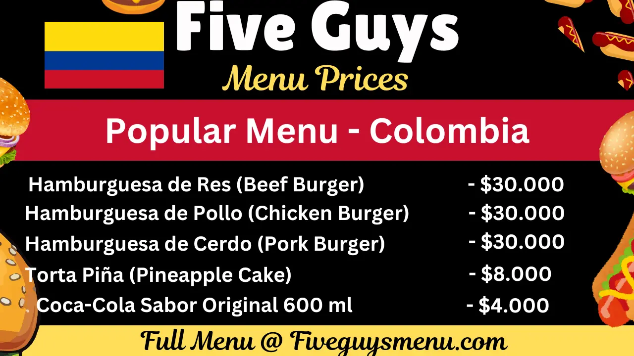 Five Guys Precios Del Menú