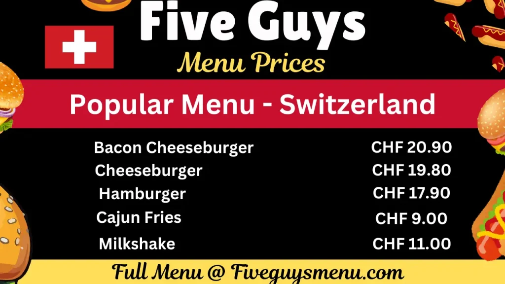 Five Guys Switzerland Speisekarte Preise