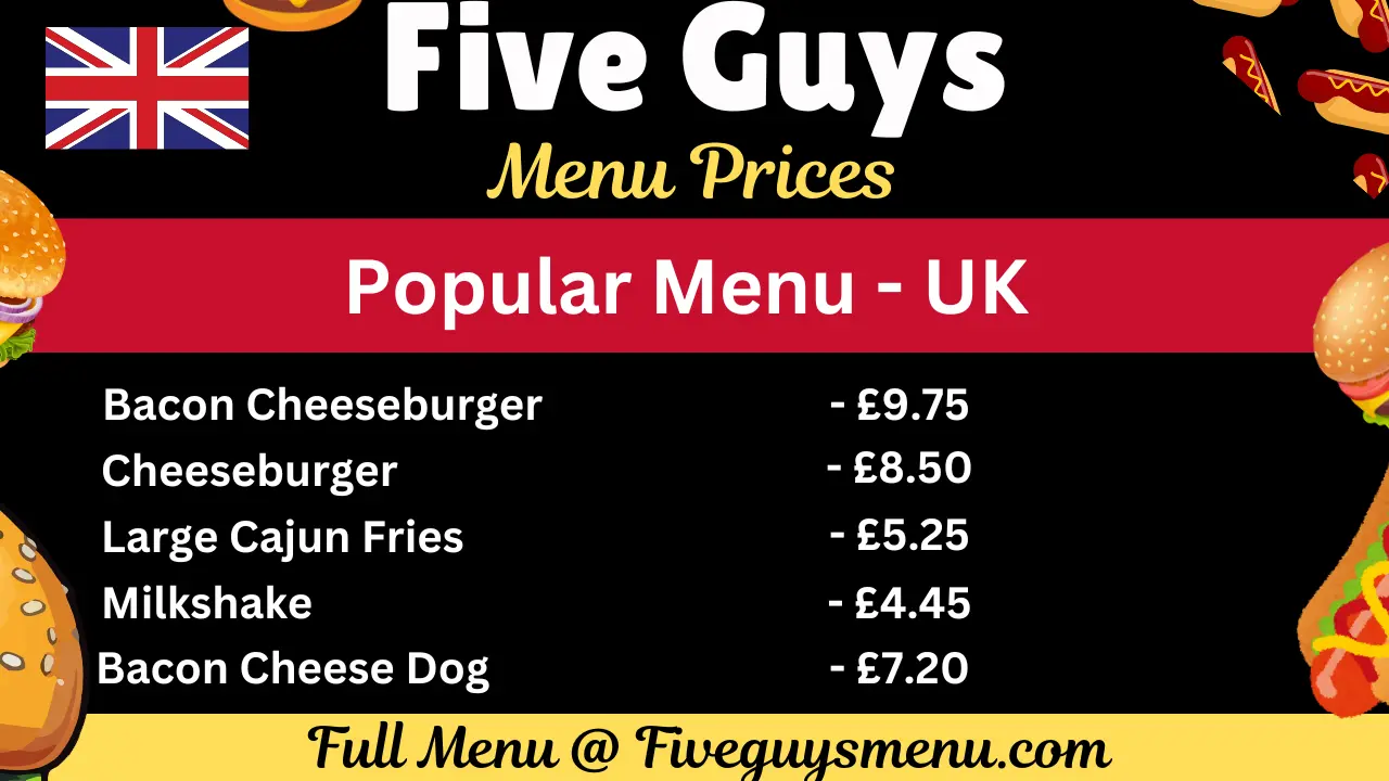 Five Guys UK Menu With Prices